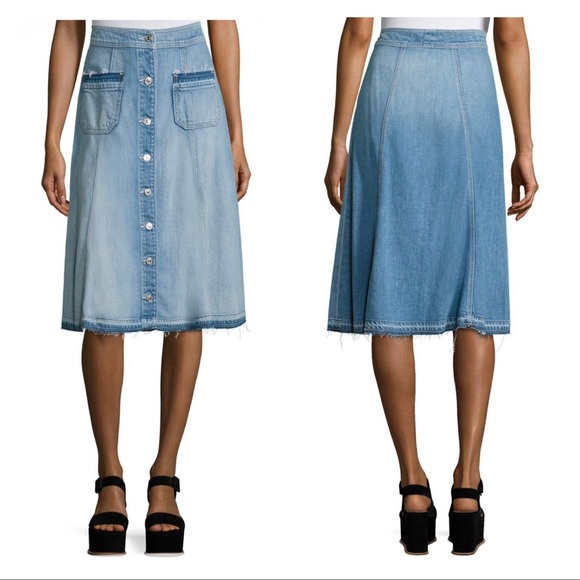 7 FOR ALL MANKIND Button-Front Flowy Denim Midi Skirt (6) - Picture 3 of 9